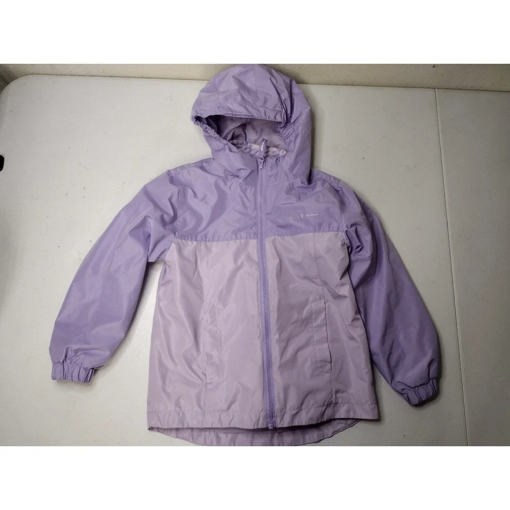 Eddie Bauer Kids Purple Fleece Lined Hooded Windbreaker Jacket XS 5/6